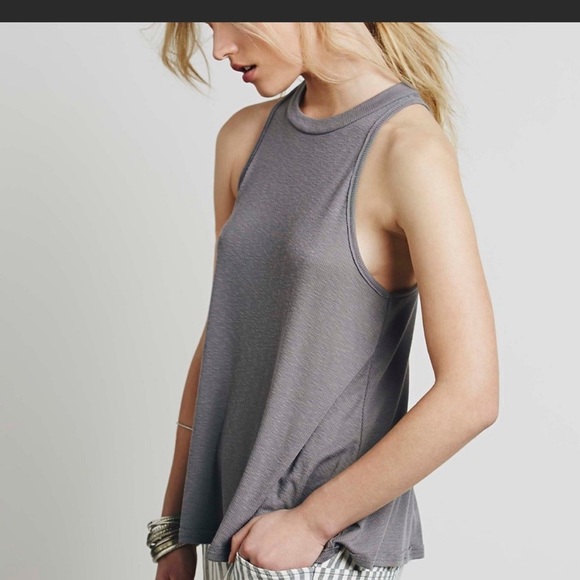 Free People Mock Me Tank in Gray - Picture 1 of 3